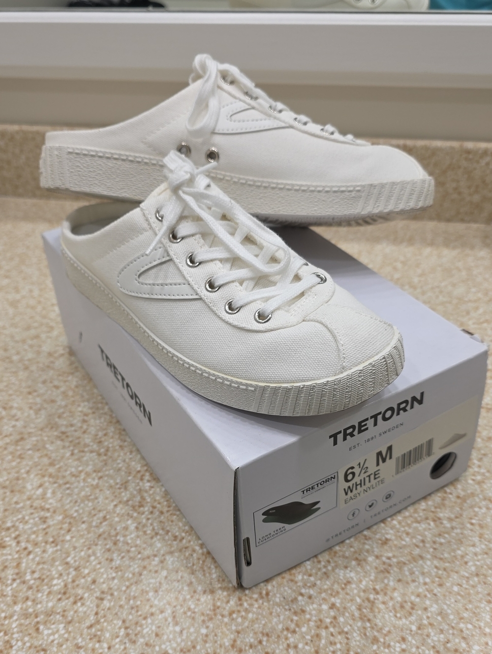 Tretorn White Canvas Slip-On Sneakers